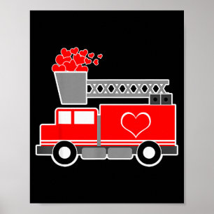 Affiche Camions de pompiers chargés d'amour pour la Saint-