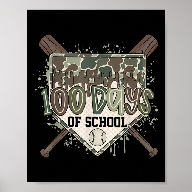 Affiche Camo 100 jours d'école Baseball Plaque de départ D (Devant)