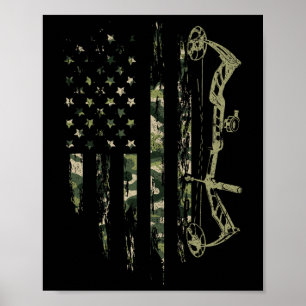 Affiche Camo American Drapeau Bowhuning Bow Archery Deer H