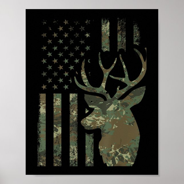 Affiche Camo American Flag Chasse de canard cadeau pour El (Devant)
