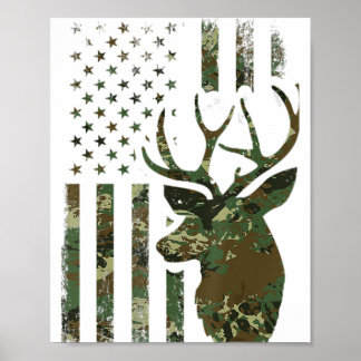 Affiche Camo American Flag Chasse de canard cadeau pour El