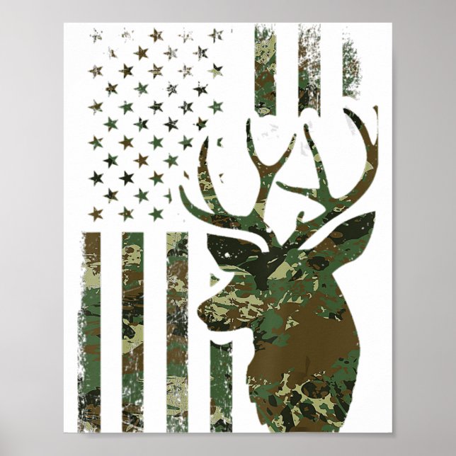 Affiche Camo American Flag Chasse de canard cadeau pour El (Devant)