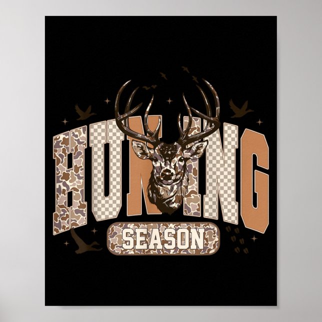 Affiche Camo Deer Hunting Season Wildlife Buck Antlers Hun (Devant)