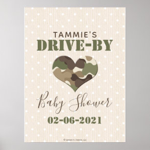 Affiche Camo Heart Drive By Baby Shower Sign