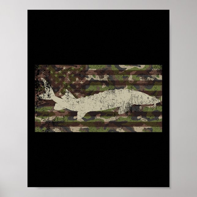 Affiche Camo patriotique Drapeau américain pêche à l'estur (Devant)