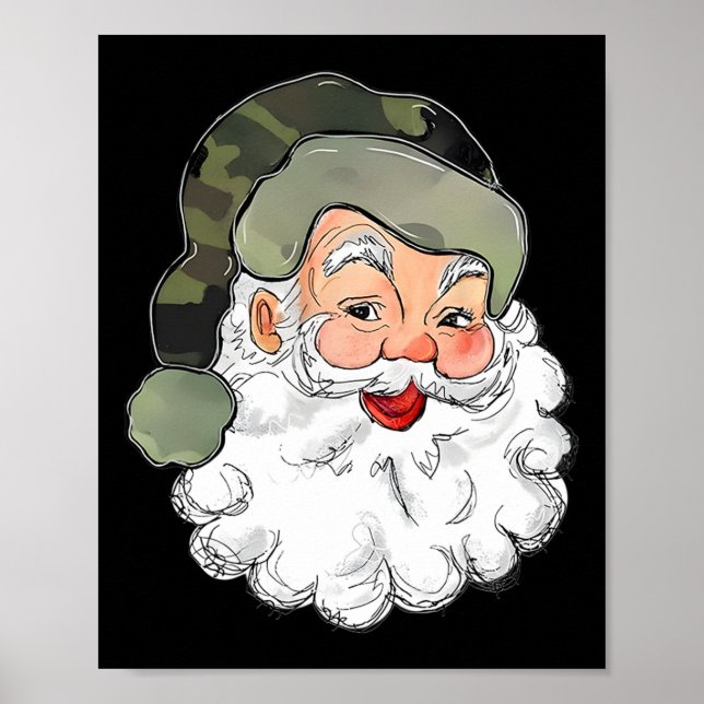 Affiche Camo Père Noël Joyeux Enfants de Noël Camouflage F (Devant)