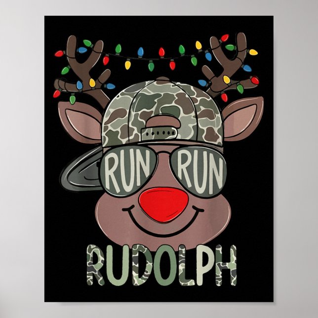 Affiche Camo Reindeer Hat Ball Cap Christmas Boy Cute Xmas (Devant)