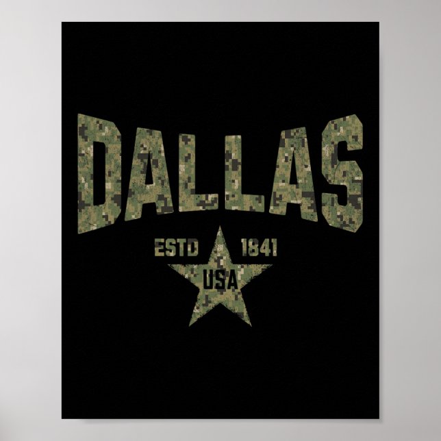 Affiche Camo Souvenir Usa Étoile Dallas Texas  (Devant)