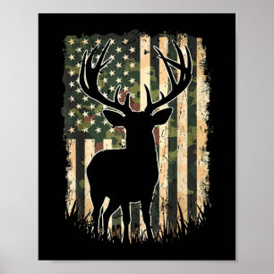Affiche Camo US Drapeau Chasse aux Cerfs Chasse au Camofla
