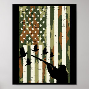 Affiche Camo Us Drapeau Chasse Pheasant Chasse Haut Terrai