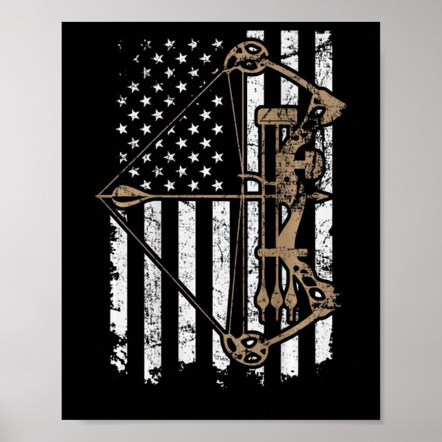 Affiche Camo Usa Drapeau Tir à l'arc Composé Bow - Chasseu (Devant)