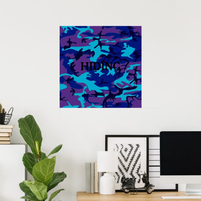 Affiche Camouflage bleu foncé et violet Citation personnal (Bureau à domicile)