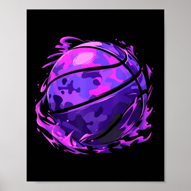 Affiche Camouflage de basket-ball violet pour hommes femme (Devant)