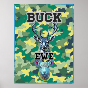 AFFICHE CAMOUFLAGE DE BÉLIER ET DE BREBIS
