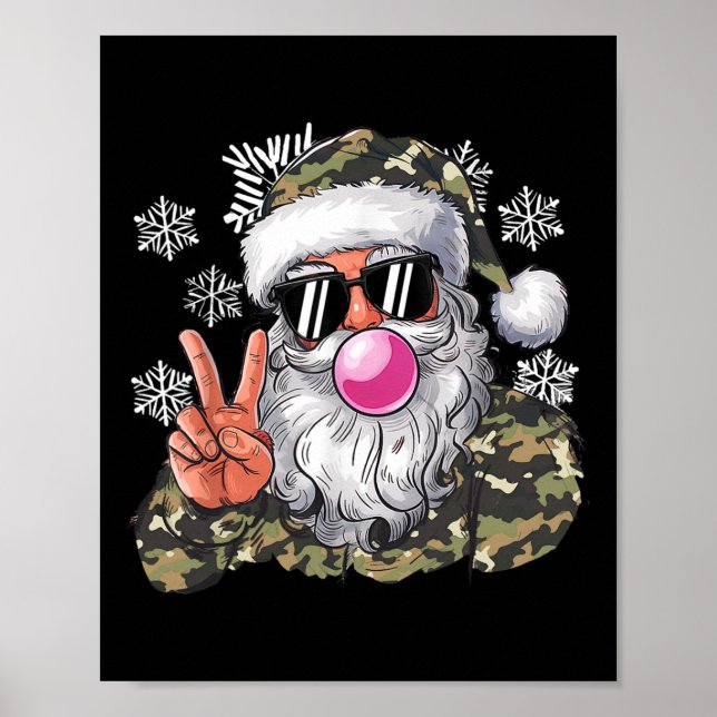 Affiche Camouflage de Noël amusant Camo Père Noël Hello Hu (Devant)