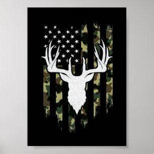 Affiche Camouflage Drapeau Américain Chasse Aux Cerfs