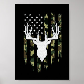 Affiche Camouflage Drapeau Américain Chasse Aux Cerfs