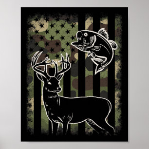 Affiche Camouflage Drapeau Américain Pêche Chasse Hunter D