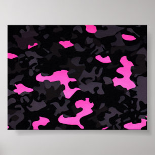 Affiche Camouflage noir et rose