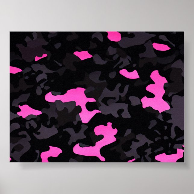 Affiche Camouflage noir et rose (Devant)