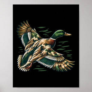 Affiche Camouflage Old School Camo Coquette Bow Duck Hunti