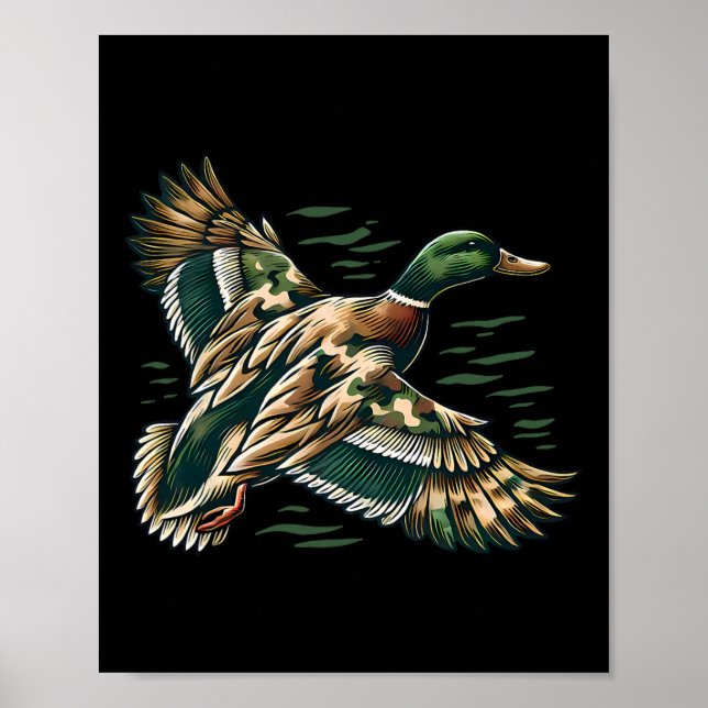 Affiche Camouflage Old School Camo Coquette Bow Duck Hunti (Devant)