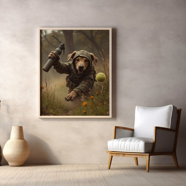 Affiche Camouflage, Tennis Ball, And Tactical Paws (Créateur téléchargé)