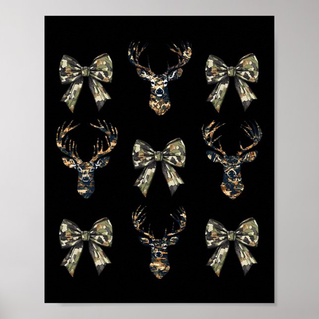 Affiche Camouflage Vieux Camo Bow Camo Coquette Bow Deer H (Devant)