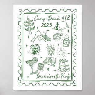 Affiche Camp Bach 2025 Team Bride Retro Camping Bacheloret