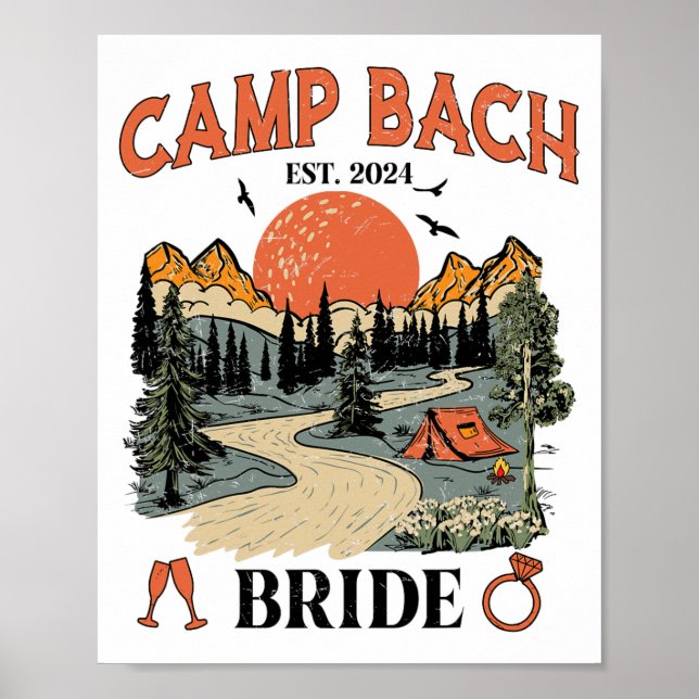 Affiche Camp Bach Bride Randonnée Camping Bachelorette Par (Devant)