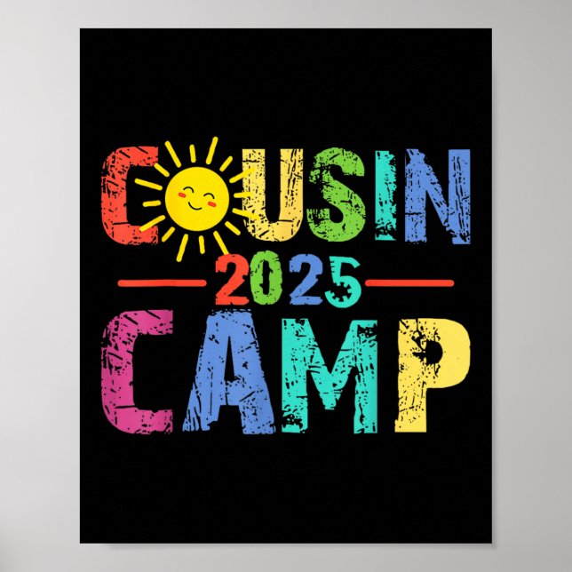 Affiche Camp Cousin 2025 Camping Campfire Vacances d'été (Devant)