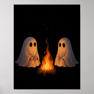 Affiche Camp de fantômes effrayants au feu de camp - Art d