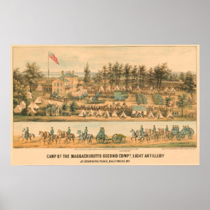 Affiche Camp de la deuxième compagnie Massachusetts 1861
