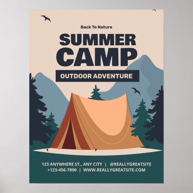Affiche Camp de vacances amusant et éditable, Camp Retour  (Devant)