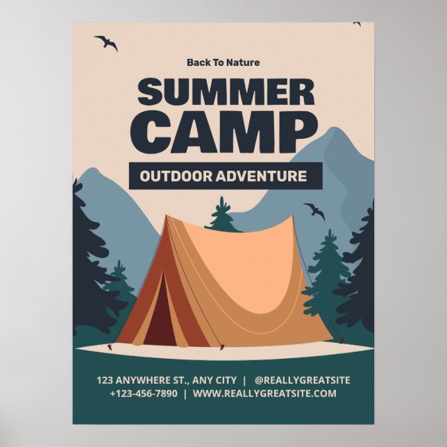 Affiche Camp de vacances amusant et éditable, Camp Retour  (Devant)