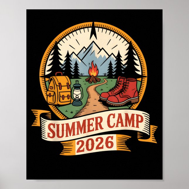 Affiche Camp d'été rétro 2026 chef d'équipe hôte smore (Devant)