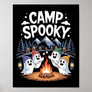 Affiche Camp Éffrayant Halloween Camping Randonnées Hommes