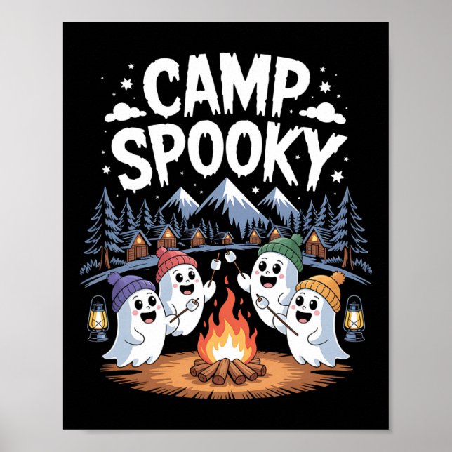 Affiche Camp Éffrayant Halloween Camping Randonnées Hommes (Devant)