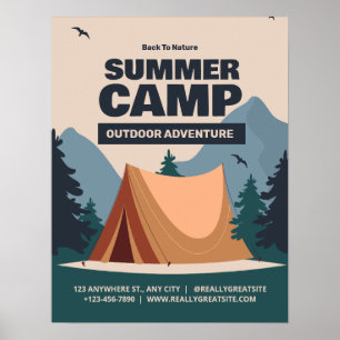 Affiche Camp Été Fun Modifiable, Retour Au Camp Nature