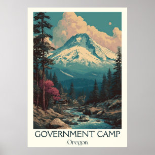 Affiche Camp gouvernemental OU Vintage Mt Hood Ski Art