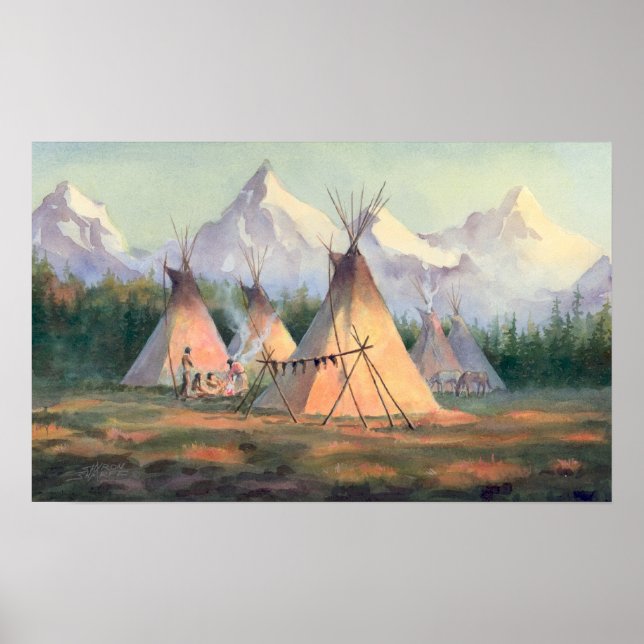 AFFICHE CAMP TIPI INDIEN PAR SHARON SHARPE (Devant)