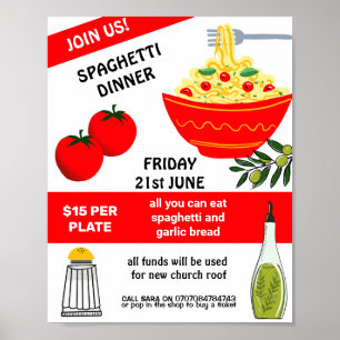 Affiche Campagne de collecte de fonds pour le spaghetti