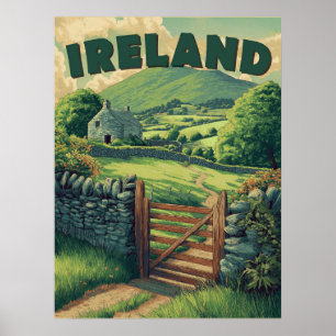 Affiche Campagne d'Irlande vintage