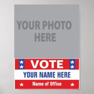 Affiche Campagne électorale rouge blanc bleu étoiles