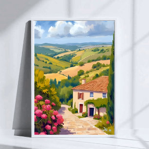 Affiche Campagne italienne Voyage aquarelle de vignoble
