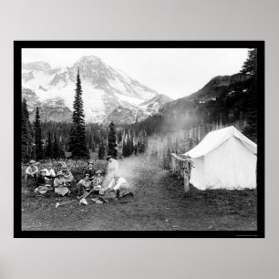 Affiche Campant dans l'Indien Henry, le mont Rainier, WA