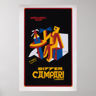 Affiche Campari amer par Fortunato Depero Vintage