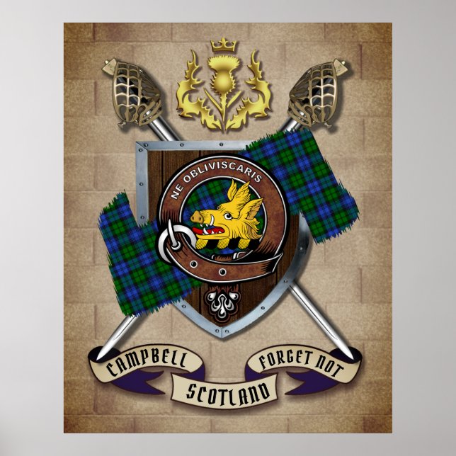 Affiche Campbell Clan Badge W/Crossed Swords (Devant)