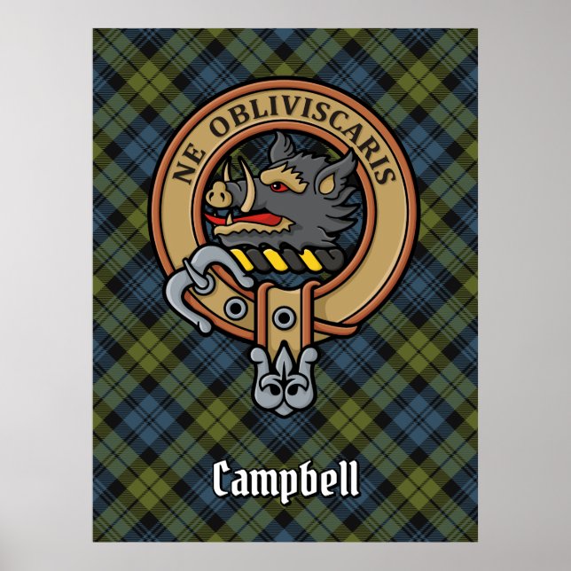 Affiche Campbell Crest sur Tartan (Devant)