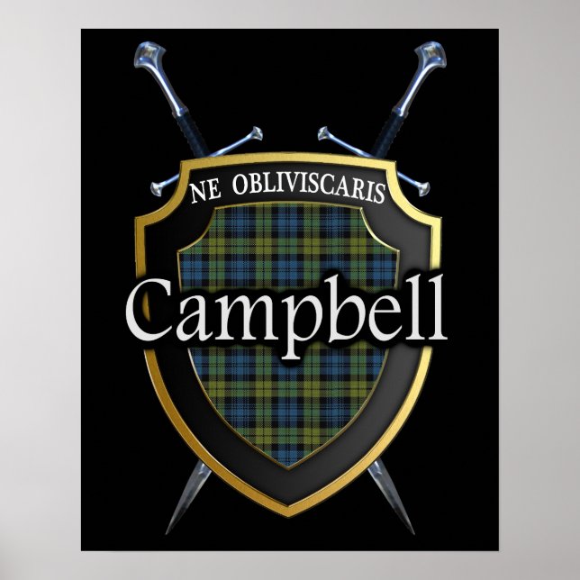 Affiche Campbell Tartan Scottish Shield & Swords (Devant)